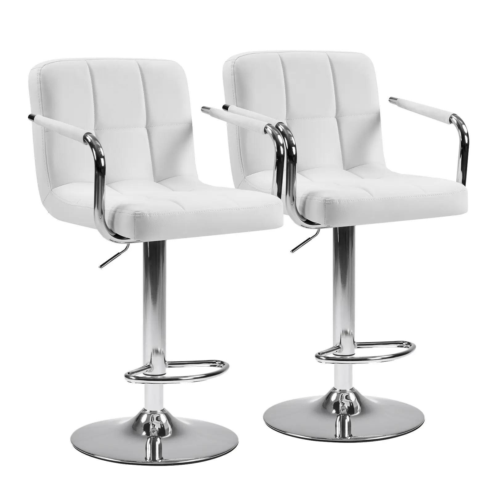 Sweetcrispy Adjustable Swivel Bar Stools Set of 2 | PU Leather Counter Chairs for Kitchen