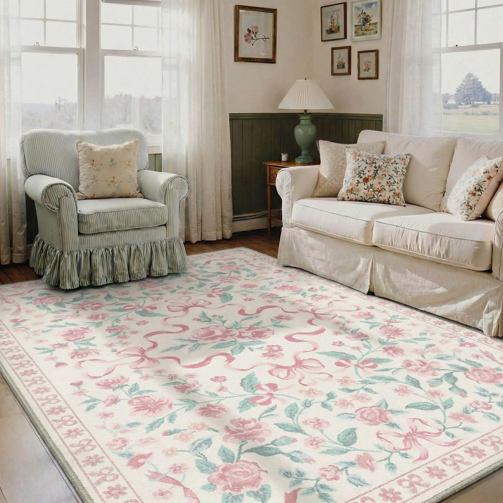 GENIMO Non Slip Area Rug for Living Room, Bedroom, Kitchen - Lightweight Mat, Machine Washable Low Pile Rugs,home decor,home essentials