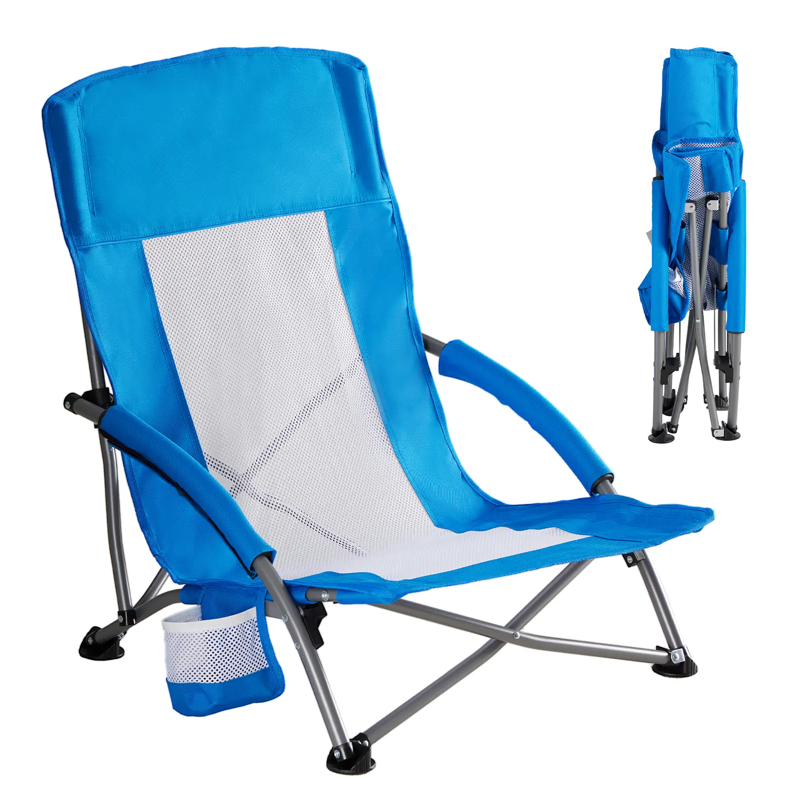 Comfort Folding Camping Chair, 440LBS Heavy Duty Reinforced Steel Frame, Padded 600D Oxford Chair with Cup Holders & Side Pockets, Foldable Carry Bag for Glamping Concerts Picnic