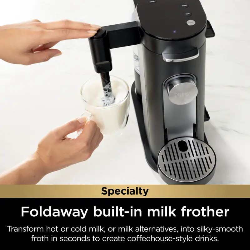 Ninja PB051 Single-Serve Coffee Maker | Brew Pods, Grounds & Creamy Lattes at Home