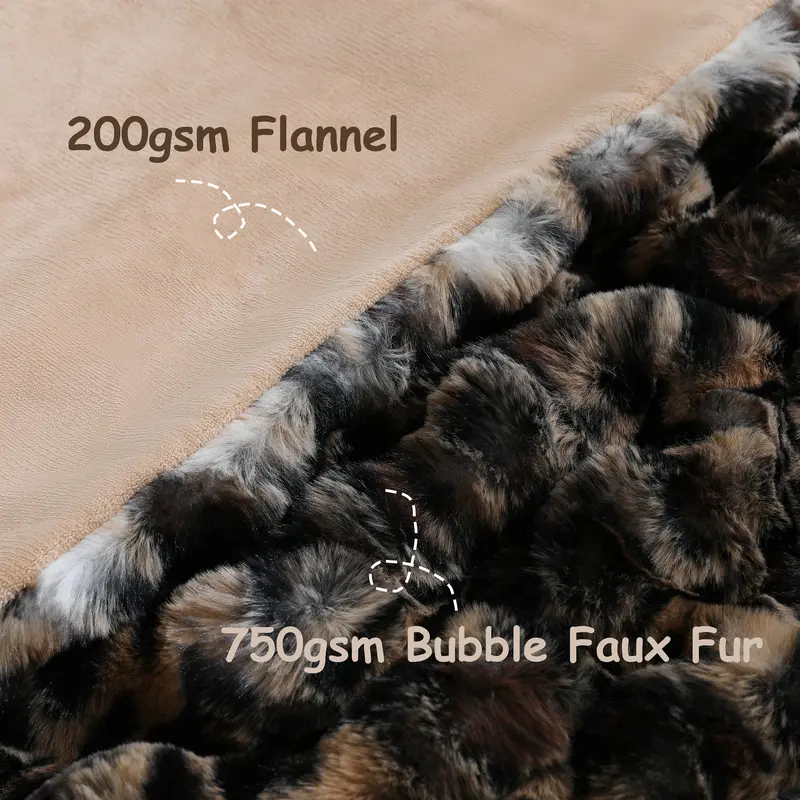 Loisel LuxeBubble Leopard Faux Fur Blanket – Ultra Soft 950GSM Cozy Throw for Sofa, Bed & Home Decor