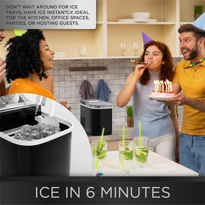 DMD IceWhiz Ice Machine Maker 26lbs Ice in 24hrs, LED Display, Self Cleaning 105W Kitchen Utensils