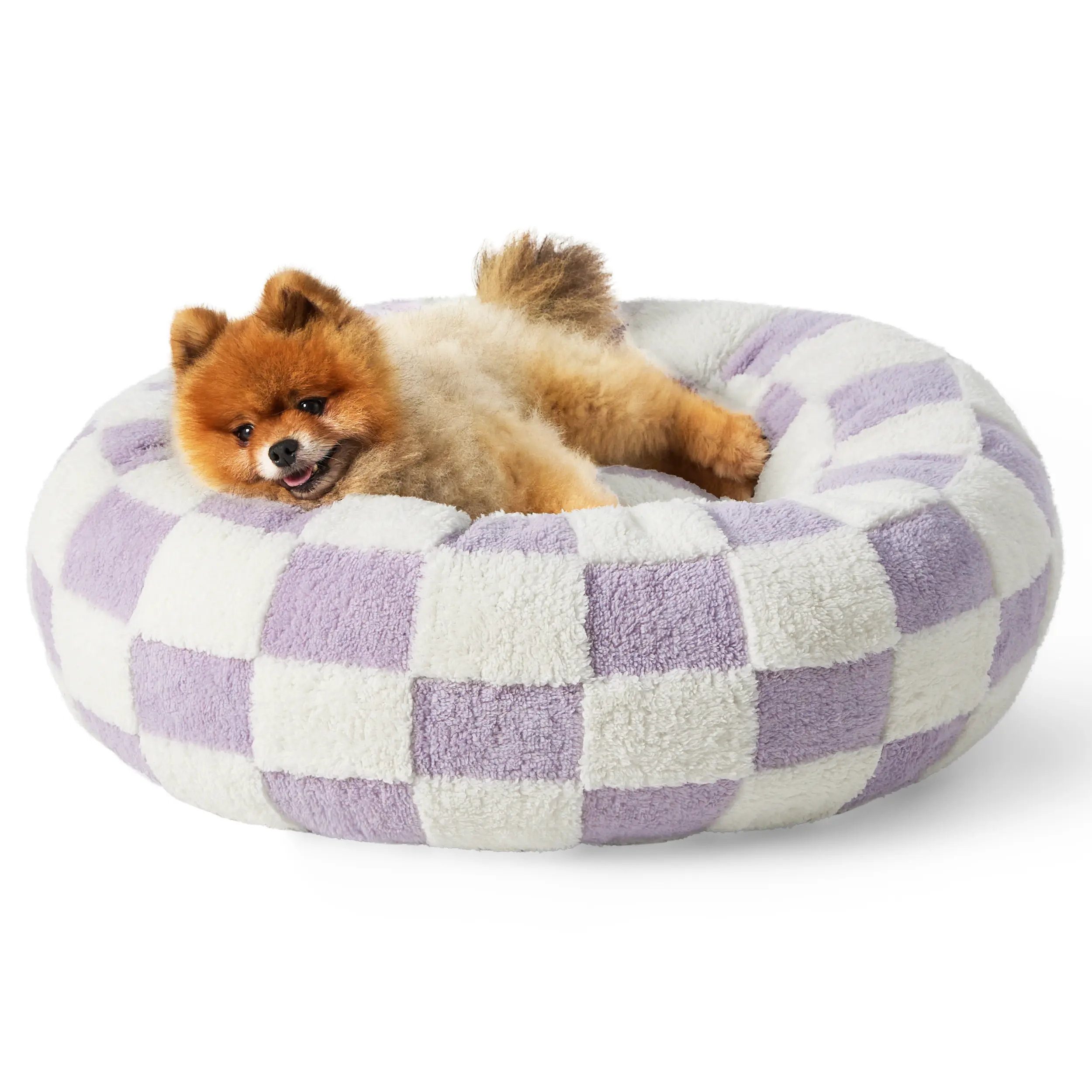 Lesure Soft Donut Bed – Fluffy Calming Pet Bed for Dogs & Cats, Washable Round Plush Bed with Anti-Slip Bottom