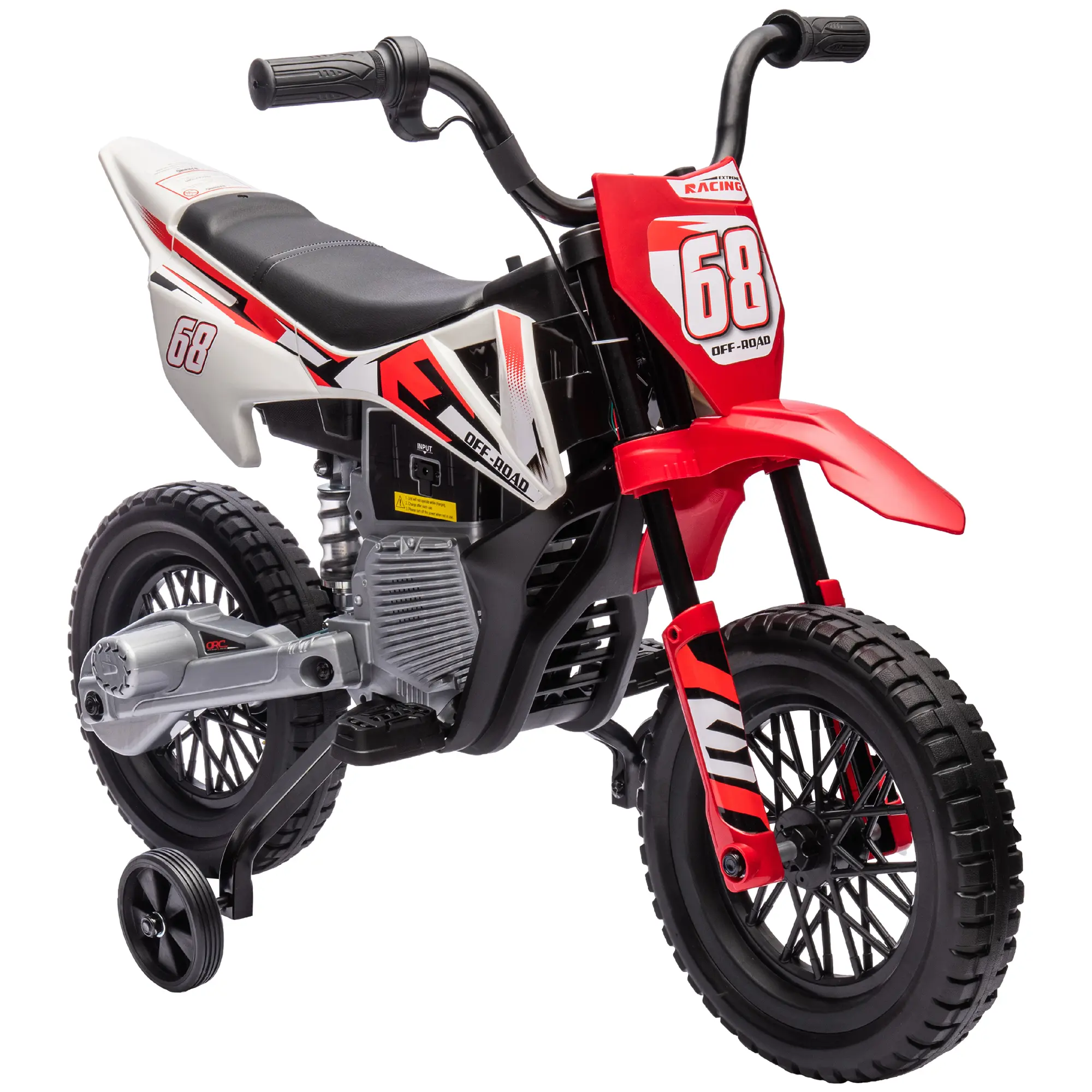 Qaba 12V Kids Electric Dirt Bike | Twist Grip Throttle, Training Wheels & Rear Suspension