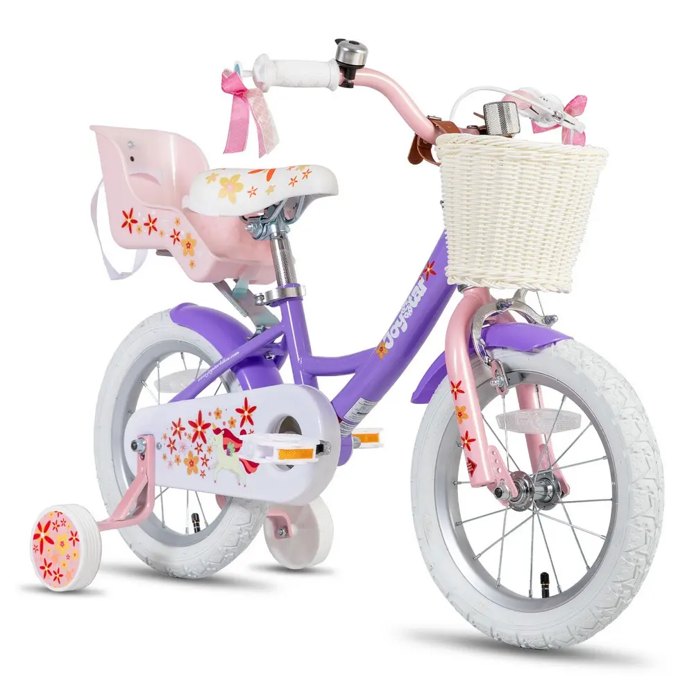 JOYSTAR Kids Bike 14–18 Inch | Adjustable Bicycle with Training Wheels, Basket & Doll Seat