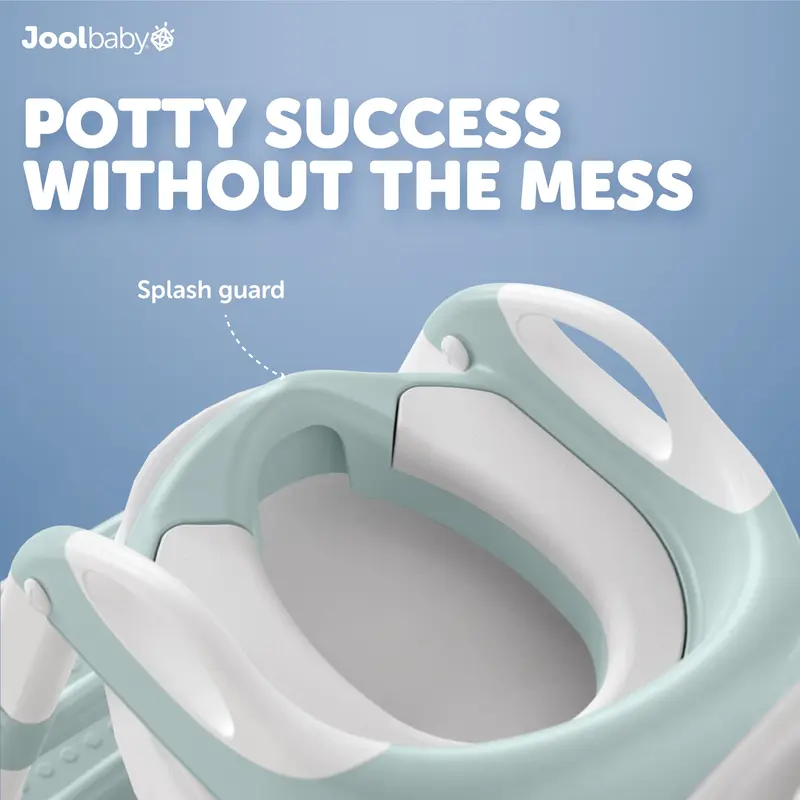 Jool Baby NAPPA Award Potty Training Seat 2 Step Ladder, Foldable Adjustable Toilet Seat with Splash Guard for Toddlers