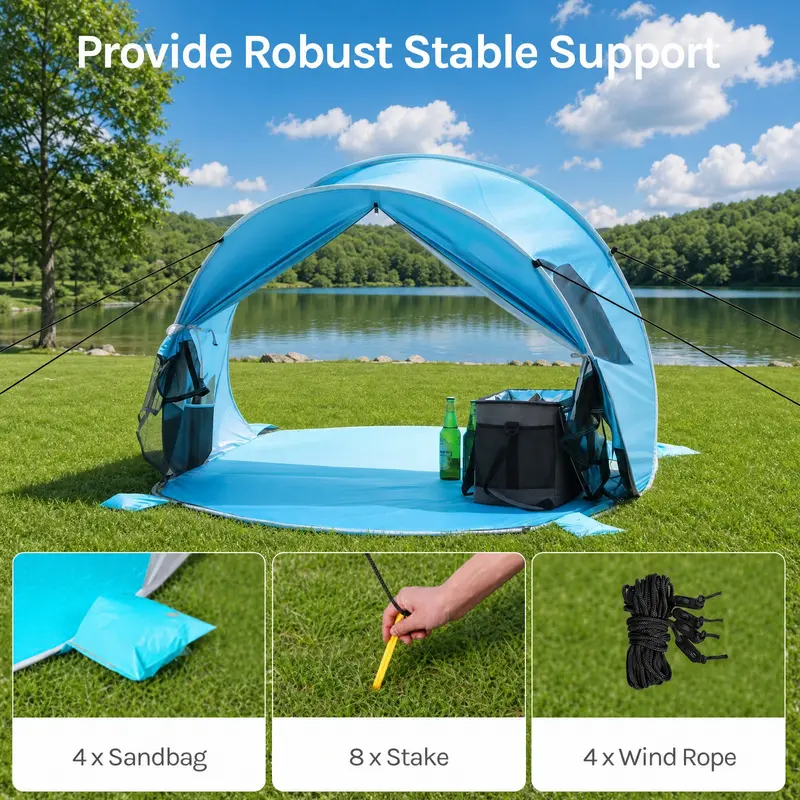 WolfWise UPF 50+ Pop-Up Beach Tent | Portable Sun Shelter for Beach, Camping & Outdoor Trips