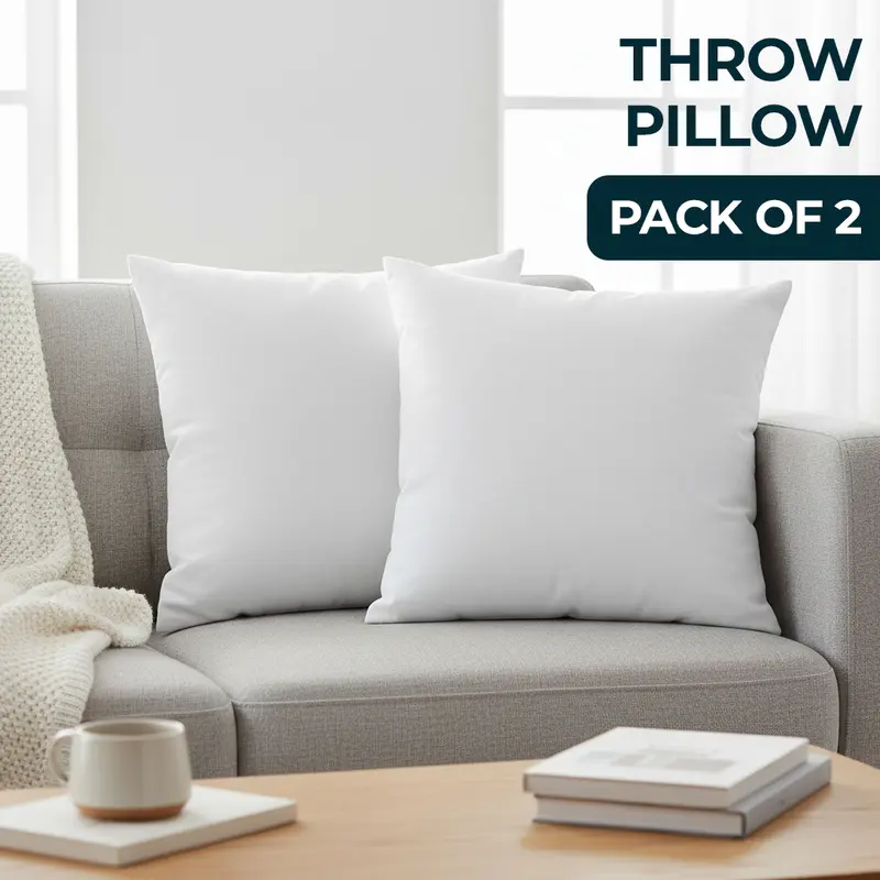 4 Pack Fluffy Pillow Inserts | Soft Decorative Cushion Fillers with High-Rebound Support for Sofa & Bed