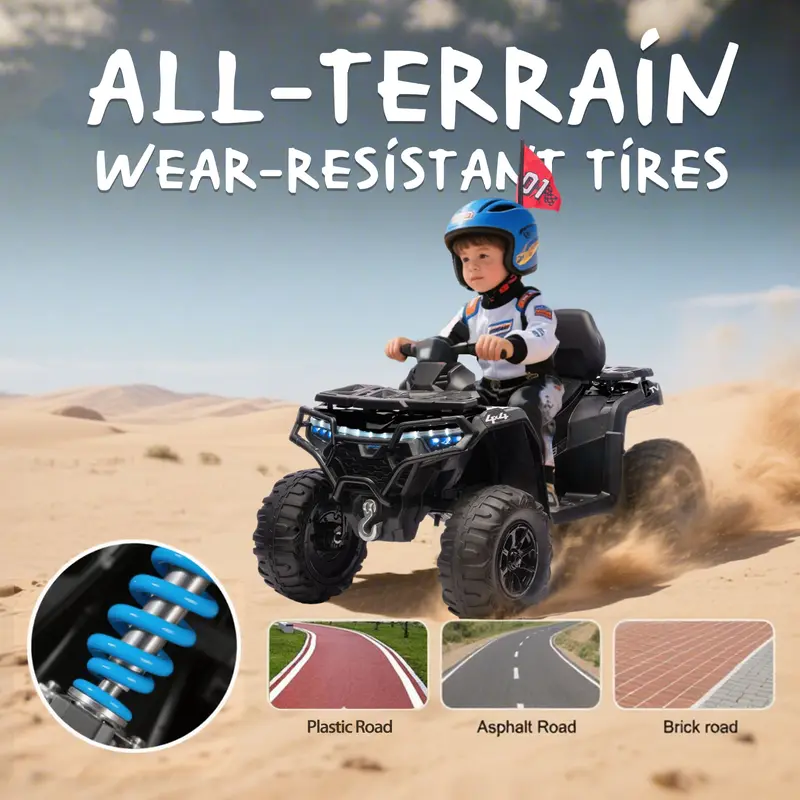 24V Kids Ride-On ATV | 160W Dual Motors, Bluetooth Music, LED Lights & Off-Road Design