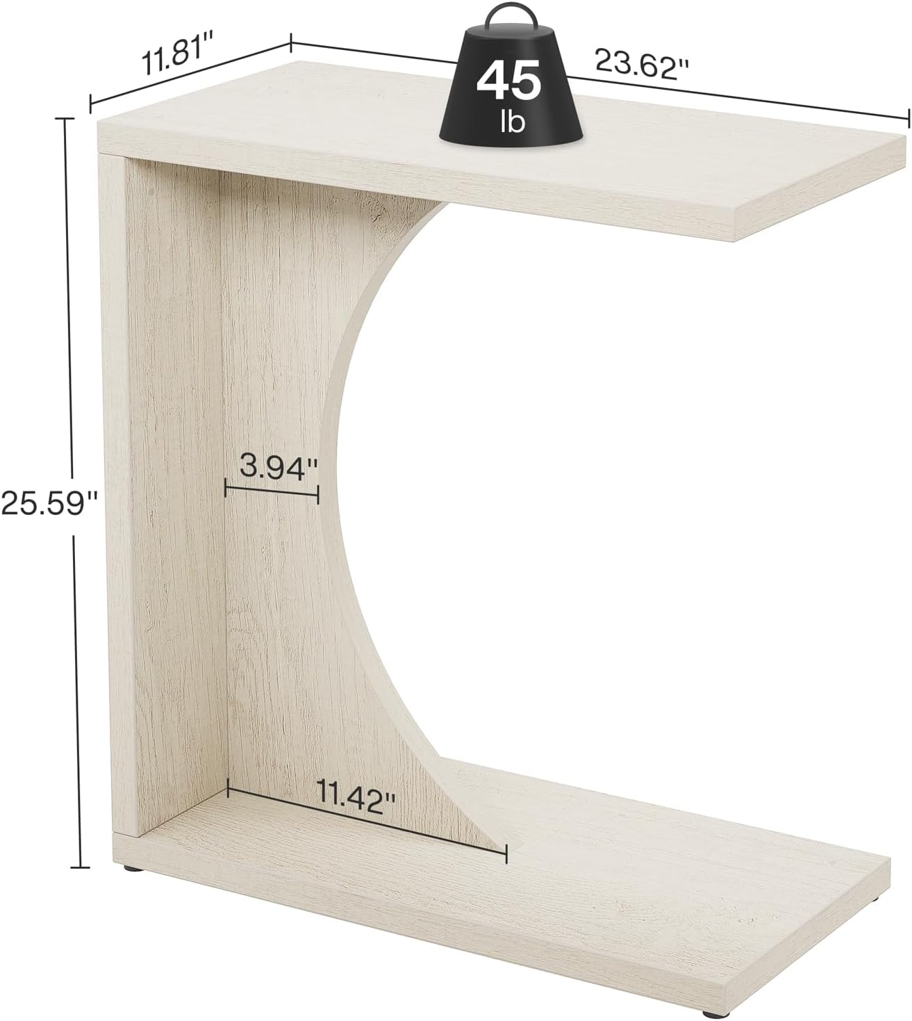 NLFZEK C-Shaped Side Table – Modern Sofa End Table for Small Spaces, Living Room & Bedroom