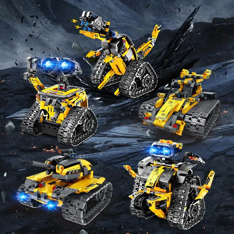 INSOON 5-in-1 RC Robot Building Set | APP & Remote Control STEM Construction Toy, 520PCS for Kids Ages 6-12