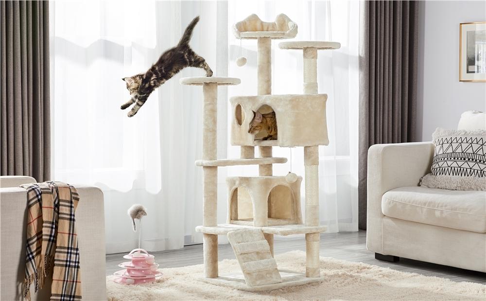 【All Size】Yaheetech 54″ Cat Tree Tower Condo Furniture Scratch Post for Kittens Pet House Play Cat Tower w/ 2 Condos & 2 Dangling Balls & 3 Scratching Posts Multilevel Indoor Cat Tree Tower for Kittens & Small/Medium Cats 【All Size】Yaheetech 54″ Cat Tree Tower Condo Furniture Scratch Post for Kittens Pet House Play Cat Tower w/ 2 Condos & 2 Dangling Balls & 3 Scratching Posts Multilevel Indoor Cat Tree Tower for Kittens & Small/Medium Cats
