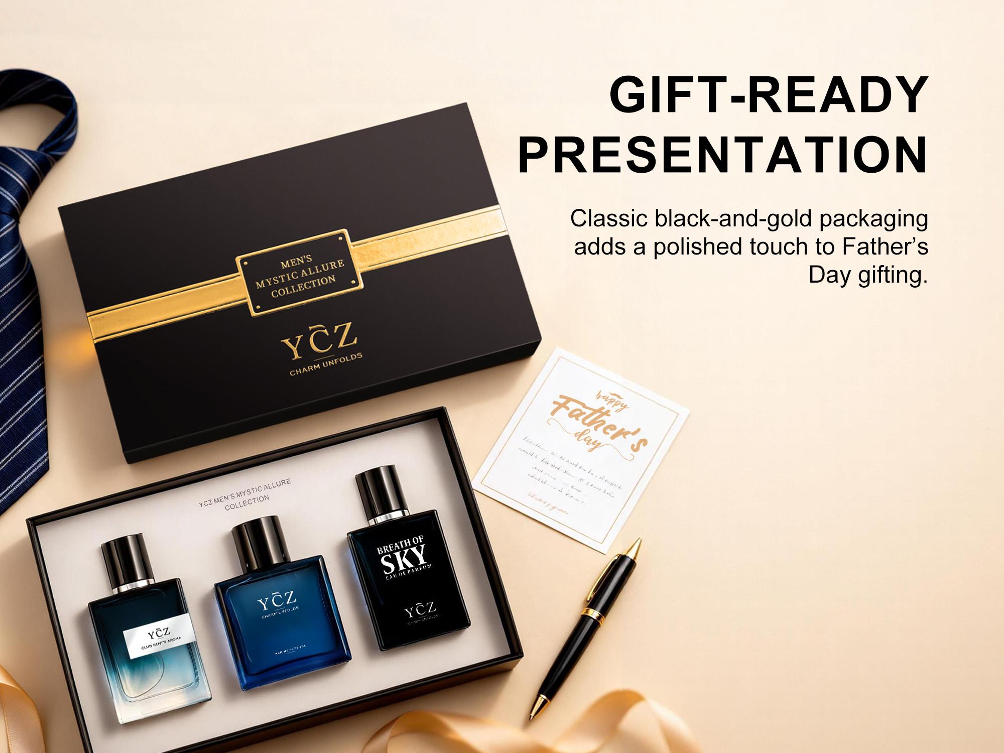 YCZ Men's Mystic Allure Collection Fragrance Set |YCZ Club Marine & Breath of Sky Eau De Cologne Gift Box with Long Lasting Light Scent for Any Occasion Perfume Gift Sets Perfume Sample Set#Summervibes|Father's Day Gifts,vacationoutfits,beachoutfits