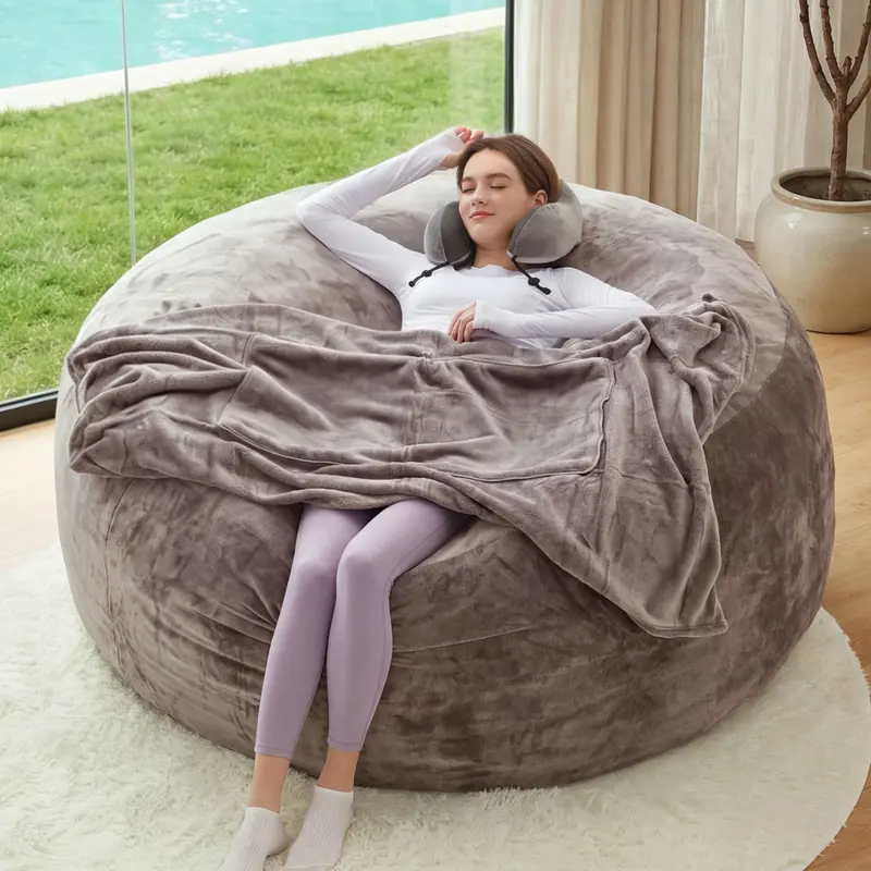 Memory Foam Bean Bag Chair | Ultra-Soft Lounge Chair with Washable Cover for Adults