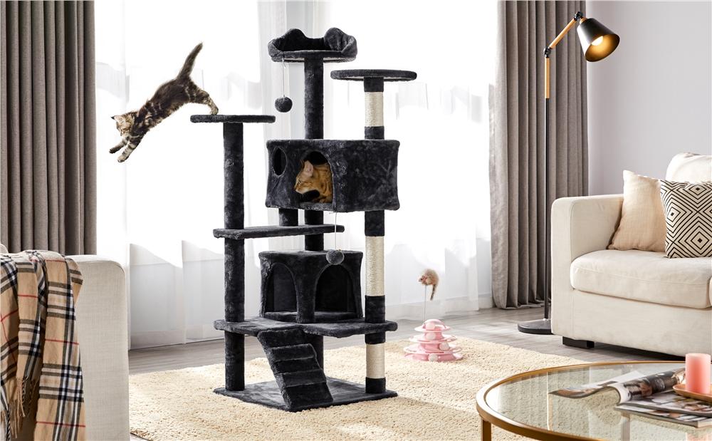 【All Size】Yaheetech 54″ Cat Tree Tower Condo Furniture Scratch Post for Kittens Pet House Play Cat Tower w/ 2 Condos & 2 Dangling Balls & 3 Scratching Posts Multilevel Indoor Cat Tree Tower for Kittens & Small/Medium Cats 【All Size】Yaheetech 54″ Cat Tree Tower Condo Furniture Scratch Post for Kittens Pet House Play Cat Tower w/ 2 Condos & 2 Dangling Balls & 3 Scratching Posts Multilevel Indoor Cat Tree Tower for Kittens & Small/Medium Cats