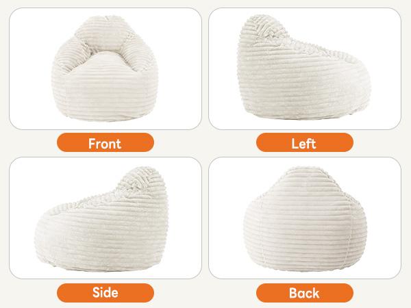 Bean Bag Chair, 39 Inch Bean Bags for Adults and Kids, Chair with Memory Foam Filled, Bean Bag Couch with Backrest and Armrests, Comfy Sofa for Living Room, Bedroom and Dorm