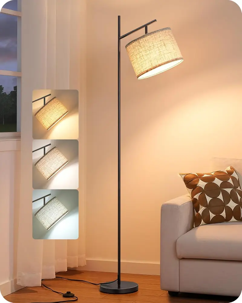 EDISHINE Modern Floor Lamp | Adjustable Shade, 3 Color Modes & Elegant Design