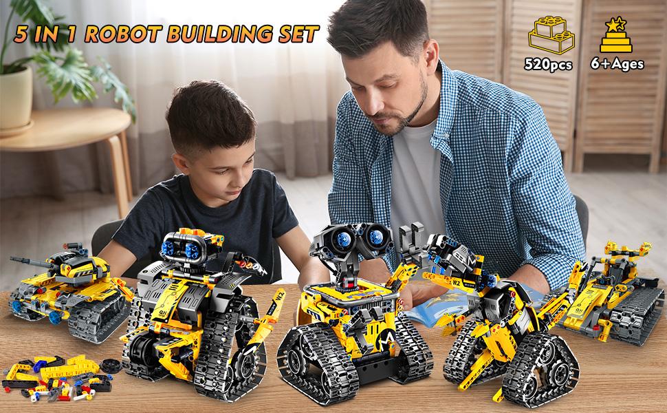 INSOON 5-in-1 Robot Building Set, RC Wall Robot/Engineer Robot/Mech Dinosaur, Remote & APP Controlled STEM Toys for Boys & Girls 6-12 (520 Pcs) INSOON 5-in-1 Robot Building Set, RC Wall Robot/Engineer Robot/Mech Dinosaur, Remote & APP Controlled STEM Toys for Boys & Girls 6-12 (520 Pcs)