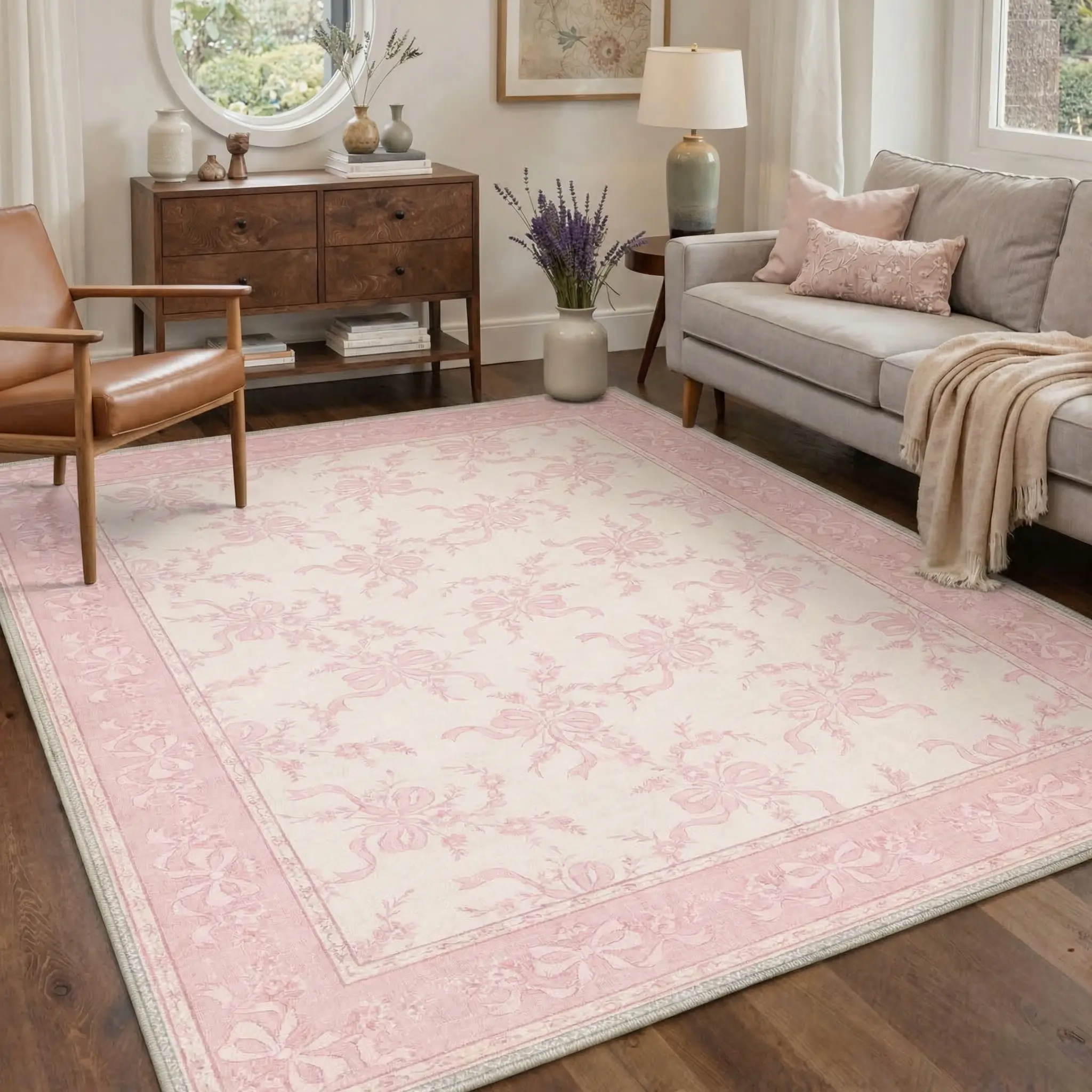 GENIMO Non Slip Area Rug for Living Room, Bedroom, Kitchen - Lightweight Mat, Machine Washable Low Pile Rugs,home decor,home essentials