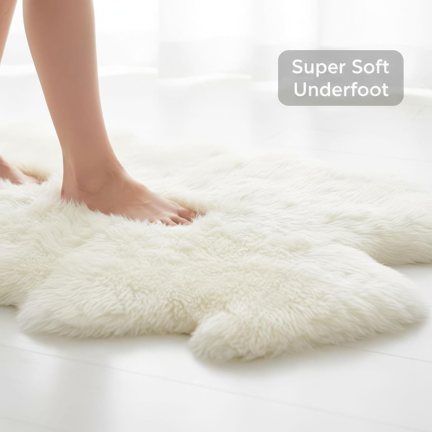 NLFZEK Extra Large Genuine Sheepskin Rug – 8-Pelt Natural Wool Rug for Living Room & Bedroom