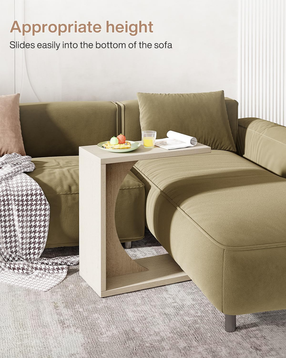 NLFZEK C-Shaped Side Table – Modern Sofa End Table for Small Spaces, Living Room & Bedroom