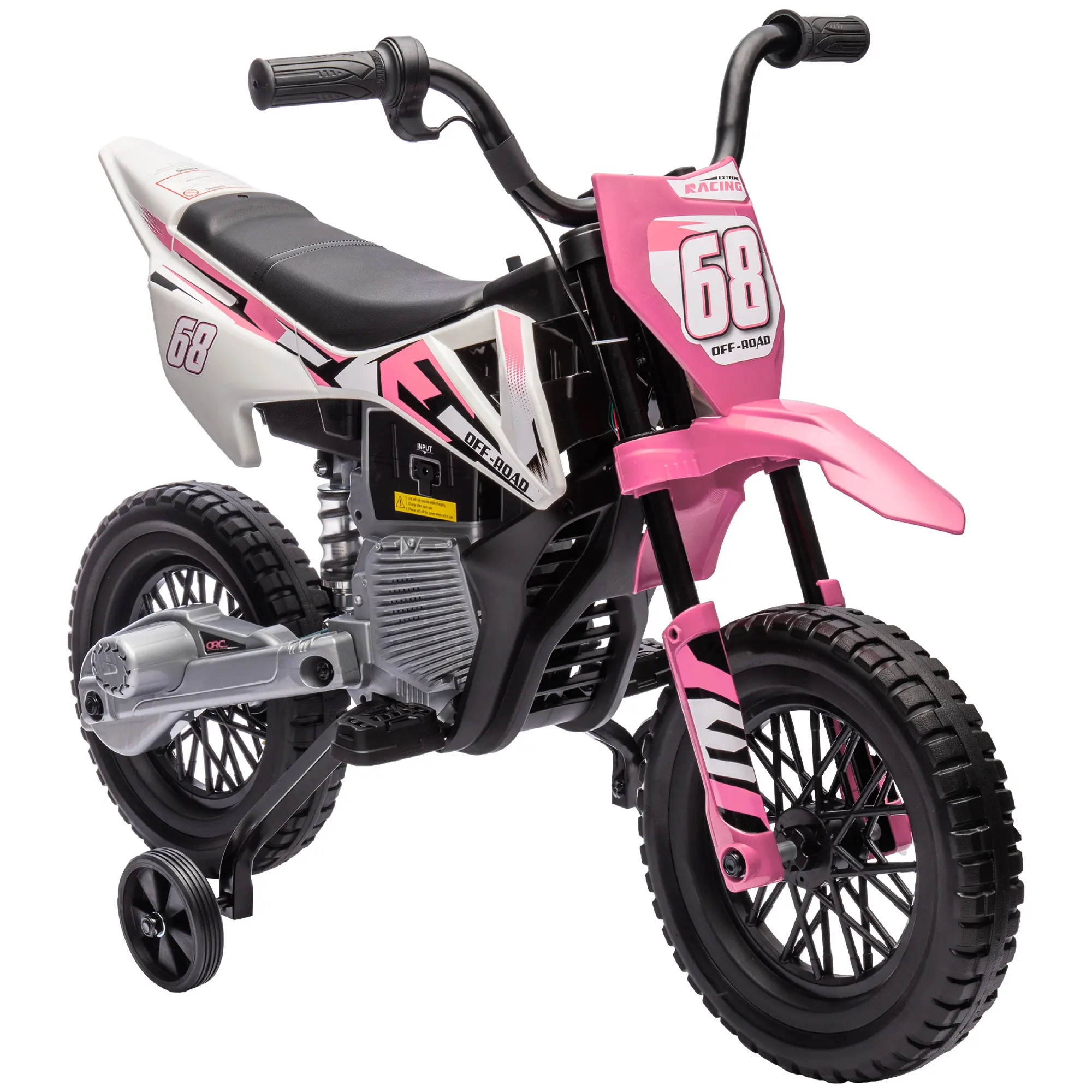 Qaba 12V Kids Electric Dirt Bike | Twist Grip Throttle, Training Wheels & Rear Suspension