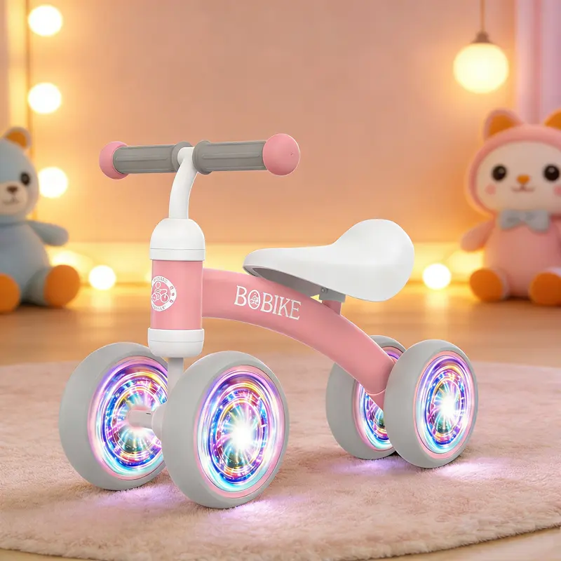 Bobike 4-Wheel Toddler Balance Bike, No Pedal Training Walker with 135° Limited Steering, ASTM EN71 Certified First Birthday Gift