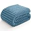 NLFZEK Ribbed Plush Blanket Queen Size – Ultra Soft Fleece Bed Throw, Cream