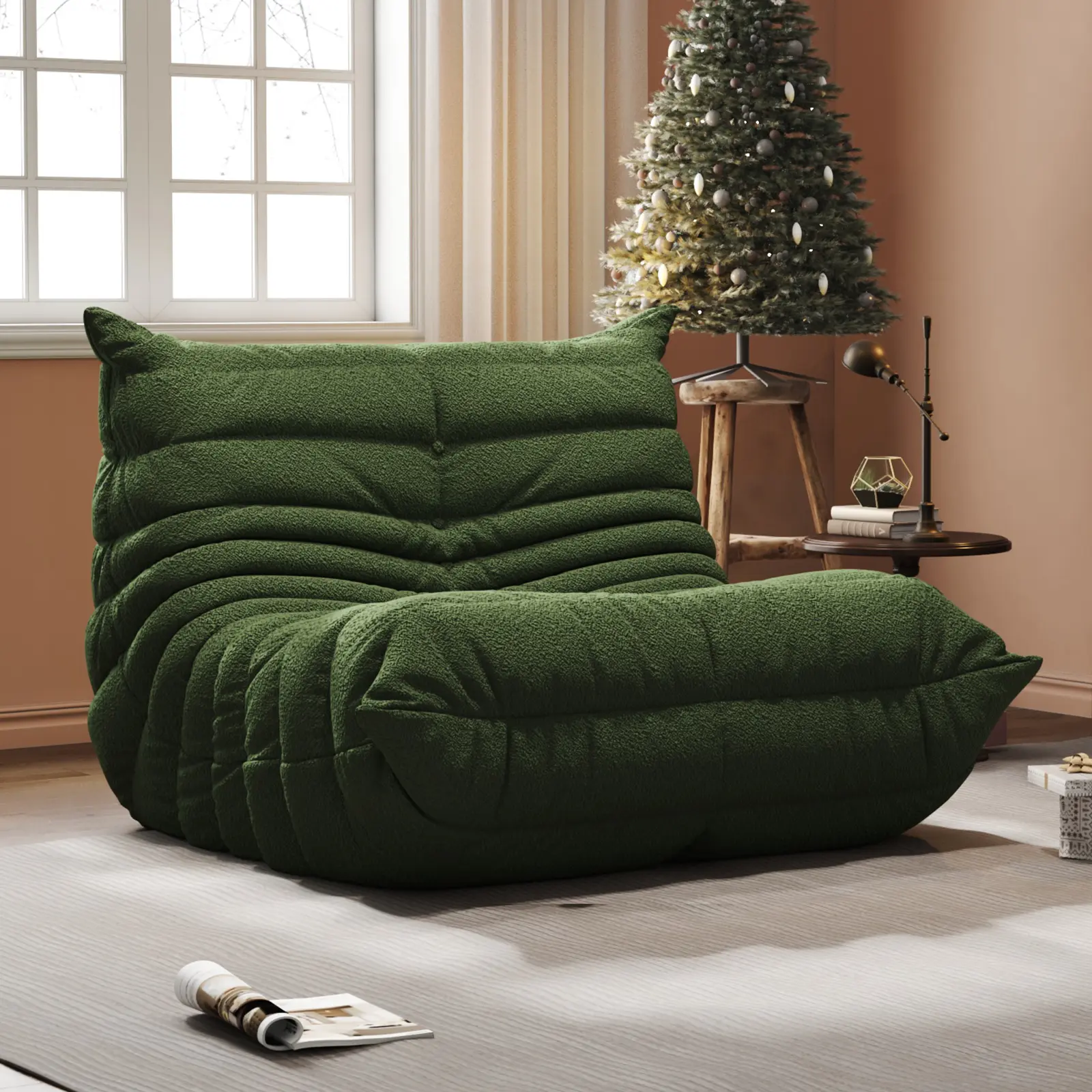 Bean Bag Chair with Memory Foam | Teddy Fleece Lounge Chair, No Assembly Required
