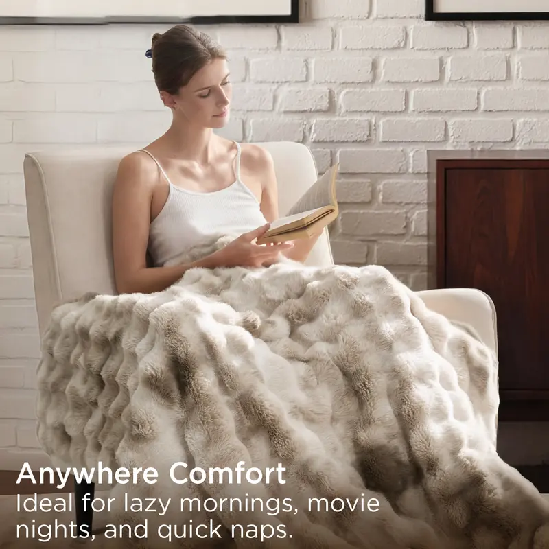 Bedsure Weighted Faux Rabbit Fur Blanket | Ultra-Soft Sherpa Throw for Cozy Comfort