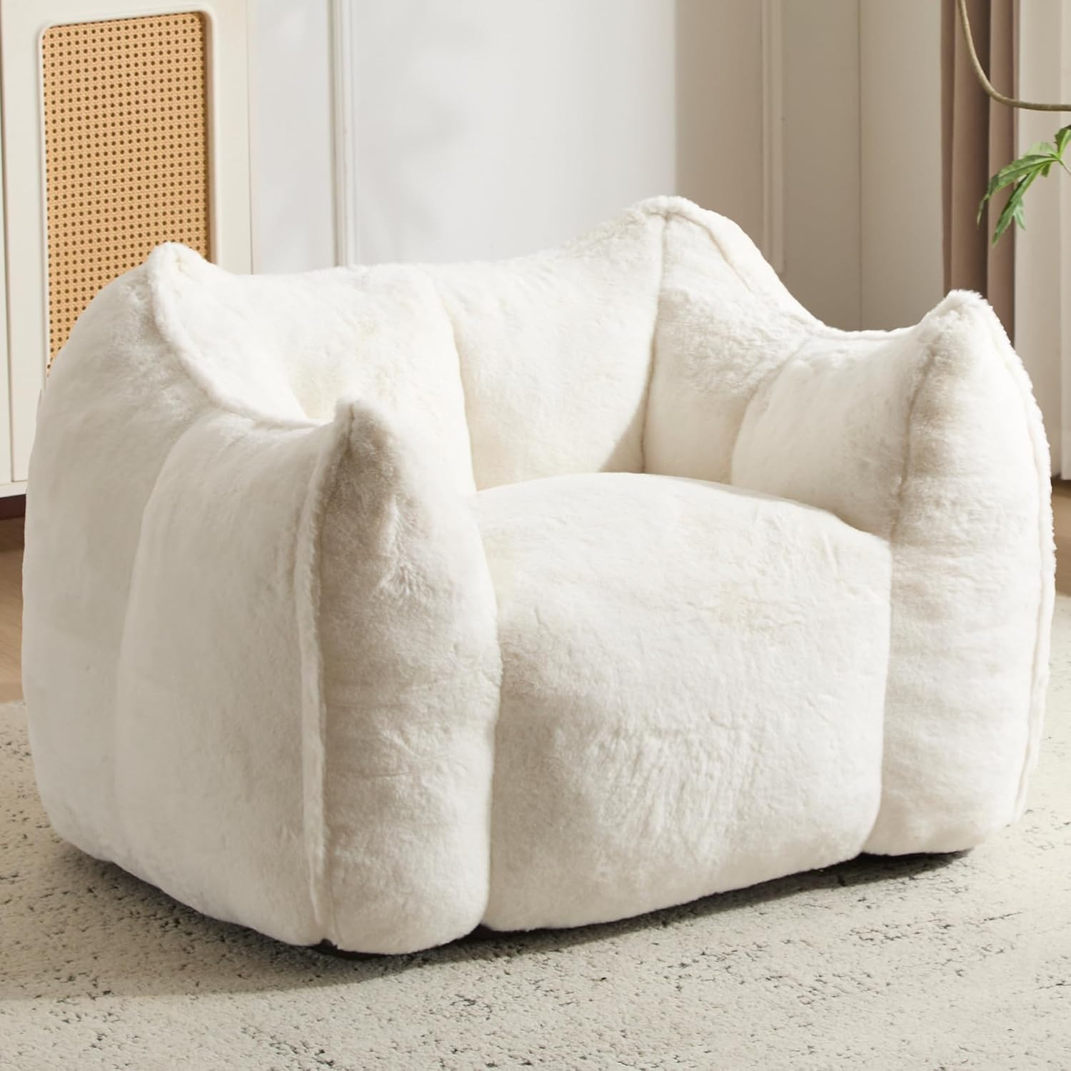 NLFZEK Giant Bean Bag Chair – Oversized Plush Lounge Seat with Faux Fur & Memory Foam