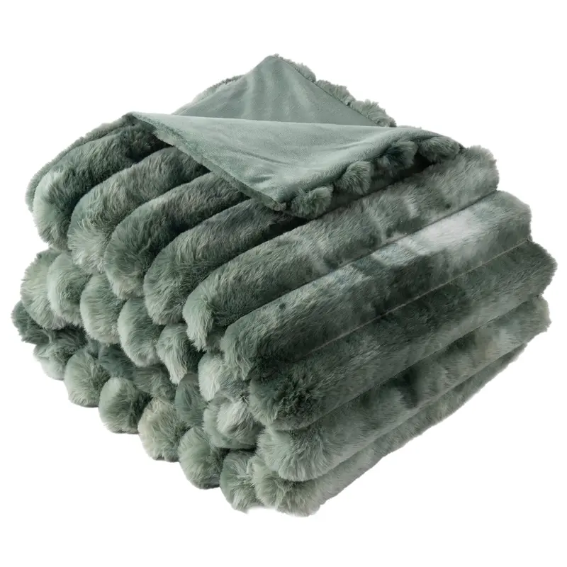 NLFZEK Faux Rabbit Fur Blanket – Ultra Soft Plush Throw for Sofa & Bed