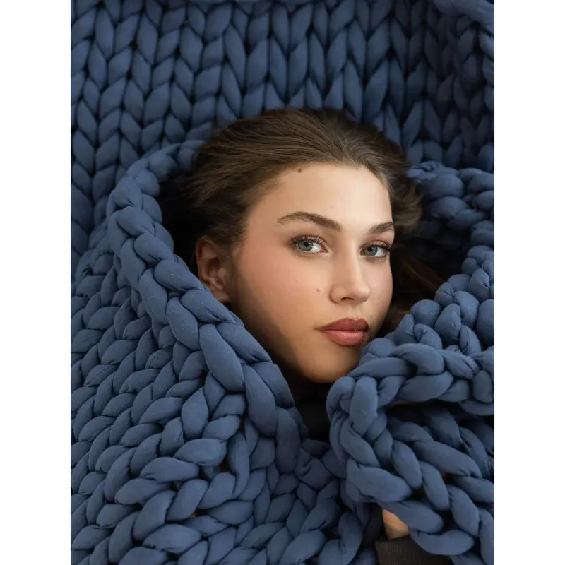 Comfrt CuddleCloud Weighted Blanket | 20lb Chunky Knit Cotton Blanket for Deep Comfort