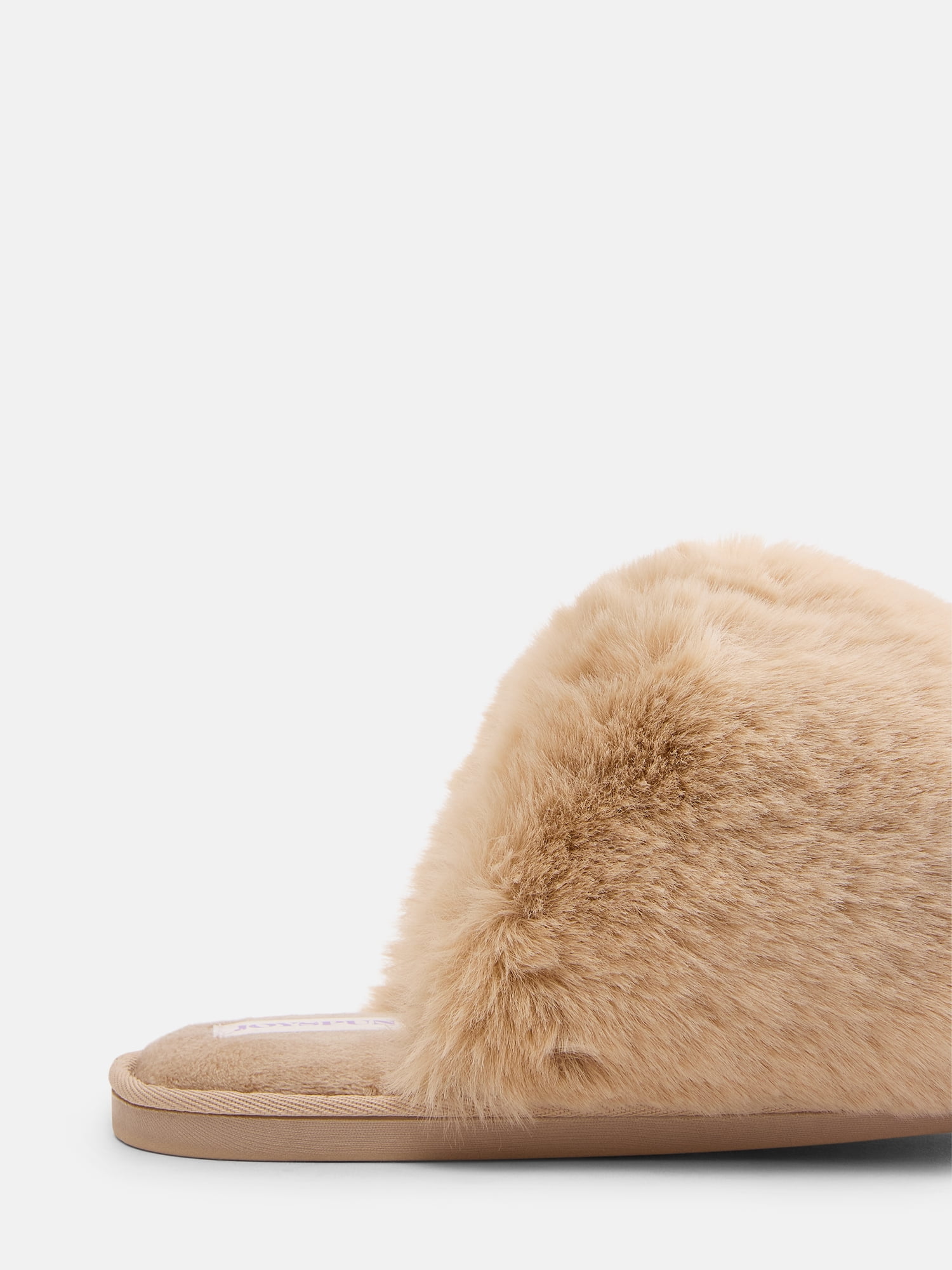 Joyspun Women’s Faux Fur Puff Scuff Slippers