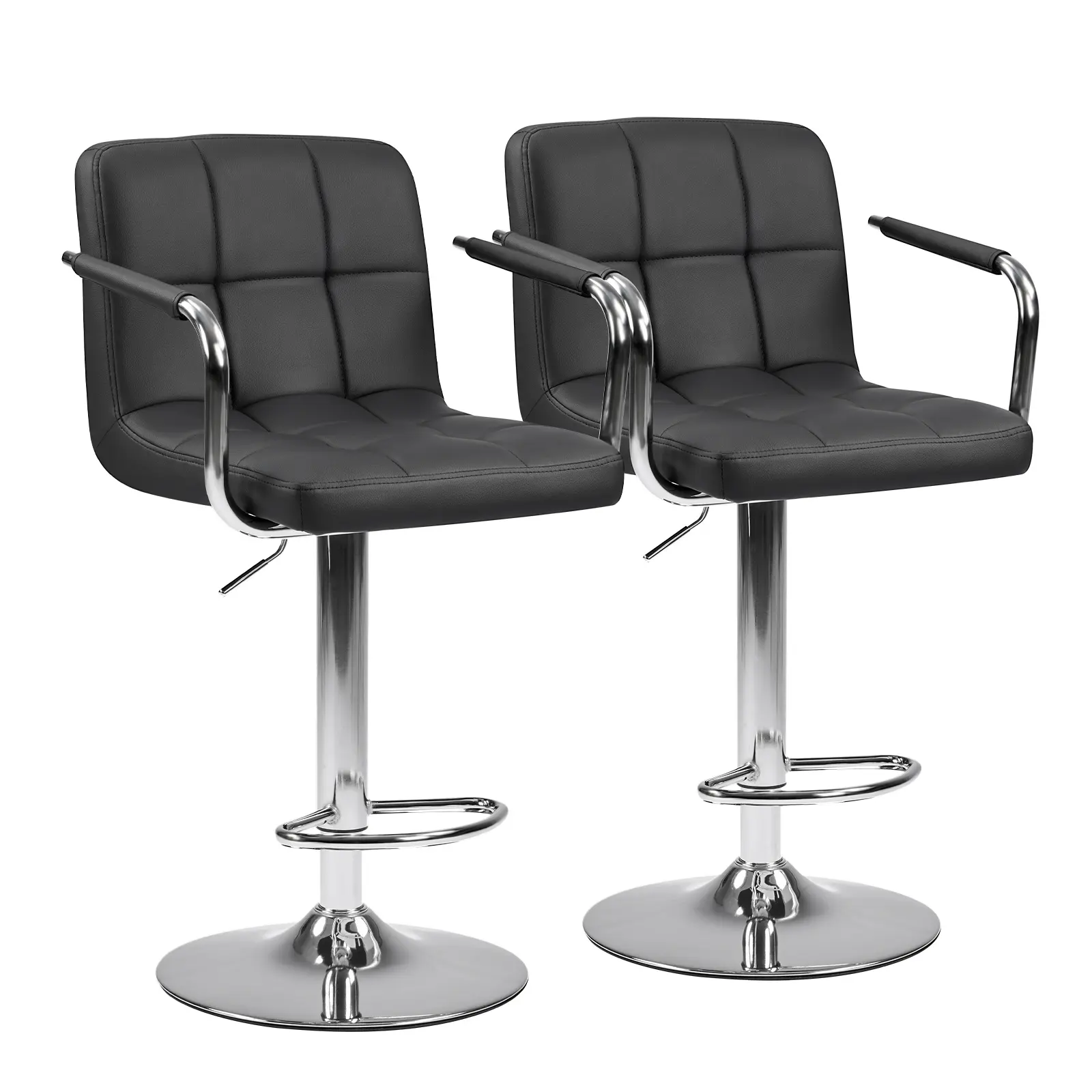 Sweetcrispy Adjustable Swivel Bar Stools Set of 2 | PU Leather Counter Chairs for Kitchen