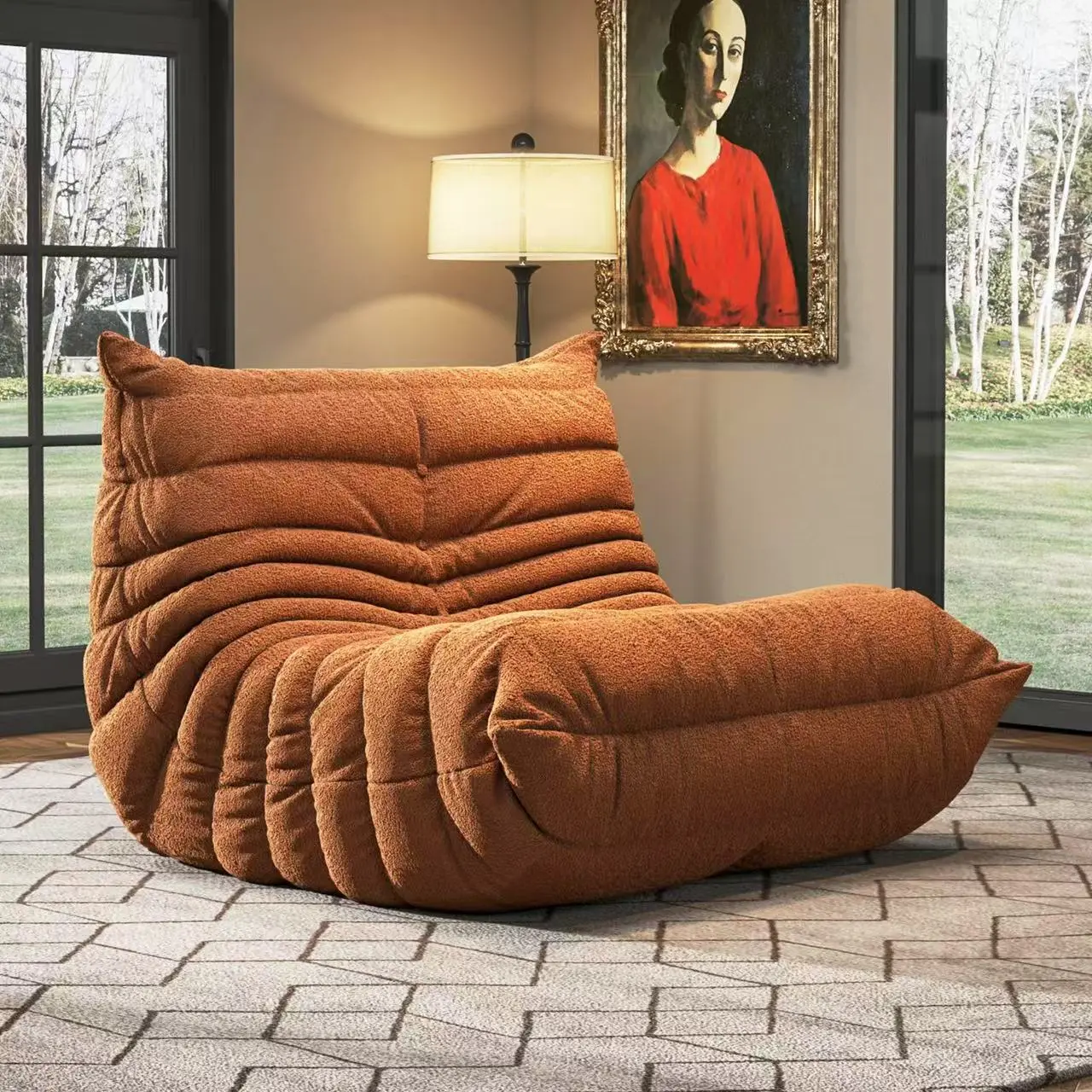Bean Bag Chair with Memory Foam | Teddy Fleece Lounge Chair, No Assembly Required