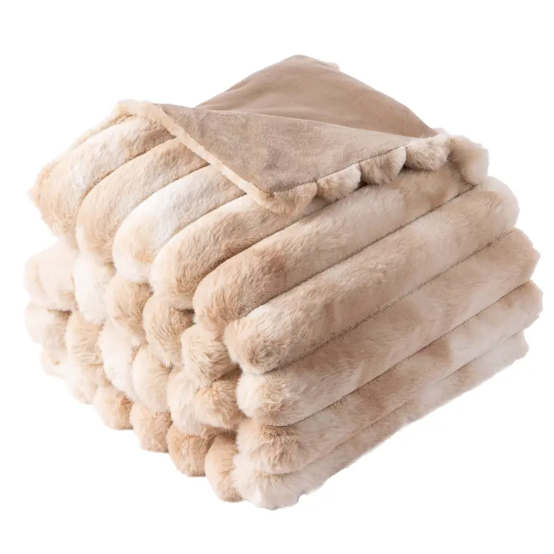 NLFZEK Faux Rabbit Fur Blanket – Ultra Soft Plush Throw for Sofa & Bed