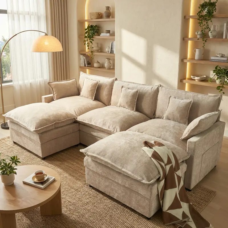 LOISEL 108” U Shaped Modular Sectional Sofa 