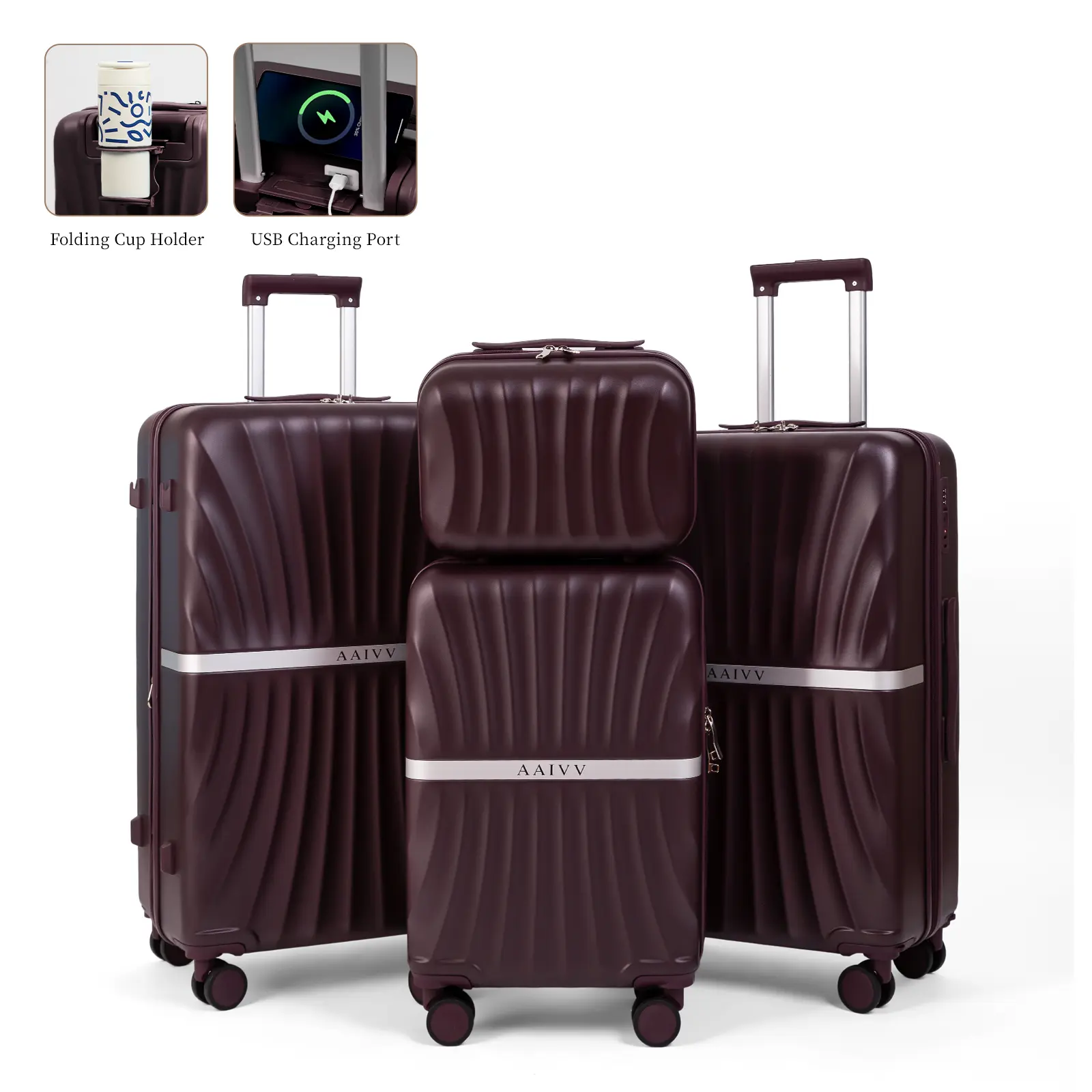 AAIVV 4-Piece Expandable Hardshell Luggage Set | TSA Lock & Spinner Wheels (13/20/26/28")