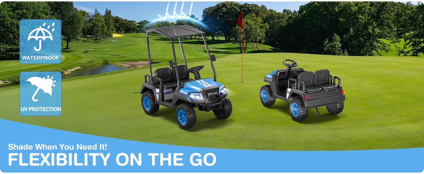 LIGIANT R9 24V Kids Golf Cart, 4WD Electric Car w/Remote Control, Detachable Awning & Music, Festive Christmas Gift for Boys & Girls#Summervibes Ride On Wheels LIGIANT R9 24V Kids Golf Cart, 4WD Electric Car w/Remote Control, Detachable Awning & Music, Festive Christmas Gift for Boys & Girls#Summervibes Ride On Wheels