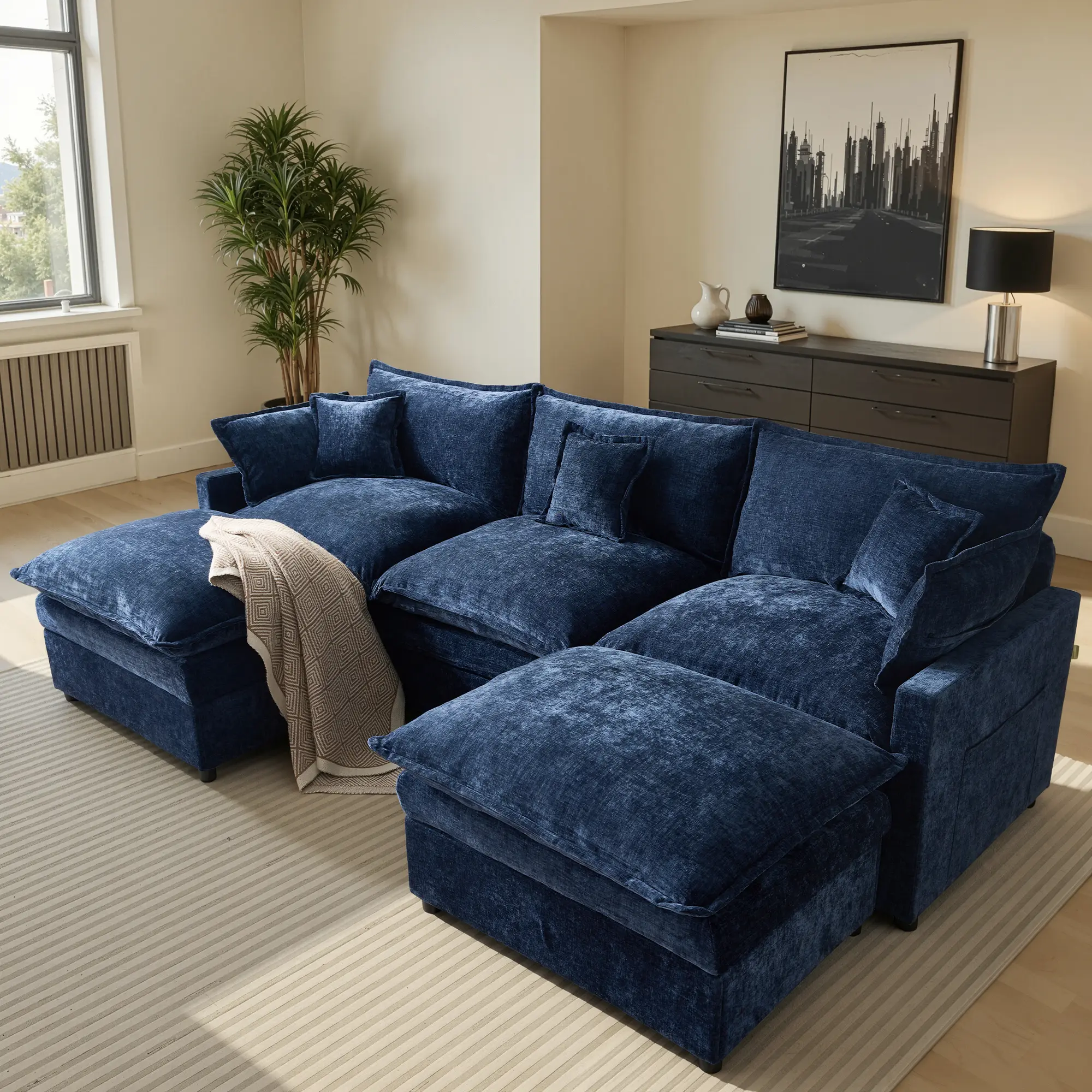 LOISEL 108” U Shaped Modular Sectional Sofa 