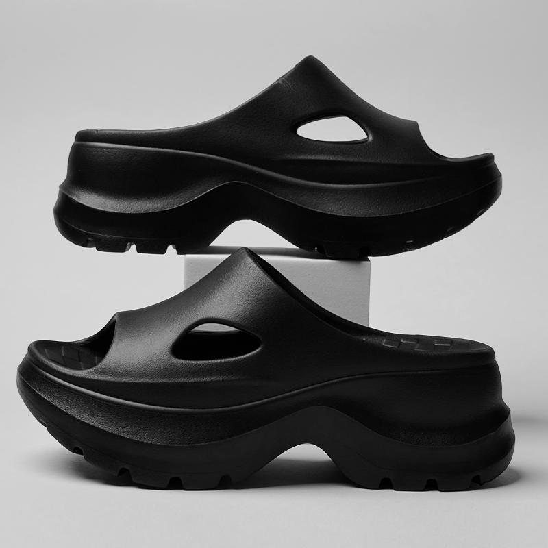 Women's platform slippers, comfortable summer slides, hollow-out design, breathable EVA walking shoes, thick non-slip sole, women's shoes, rubber material, party shoes