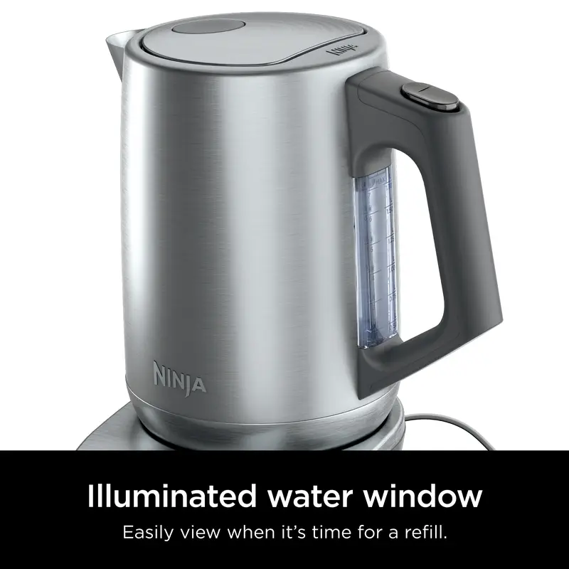 Ninja Precision Temperature Electric Kettle, 1500 watts, BPA Free, Stainless, 7-Cup Capacity, 1.7L, Hold Temp Setting - KT200