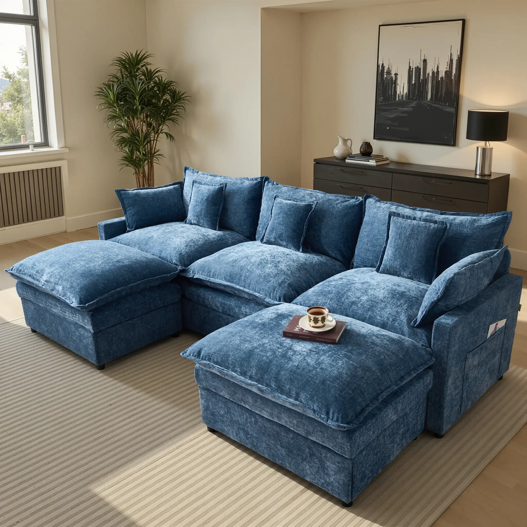 LOISEL 108” U Shaped Modular Sectional Sofa 