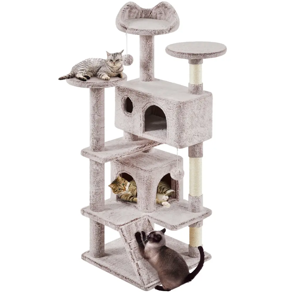 Yaheetech Multi-Level Cat Tree Tower | Sisal Scratching Posts & Cozy Condos (54–61")