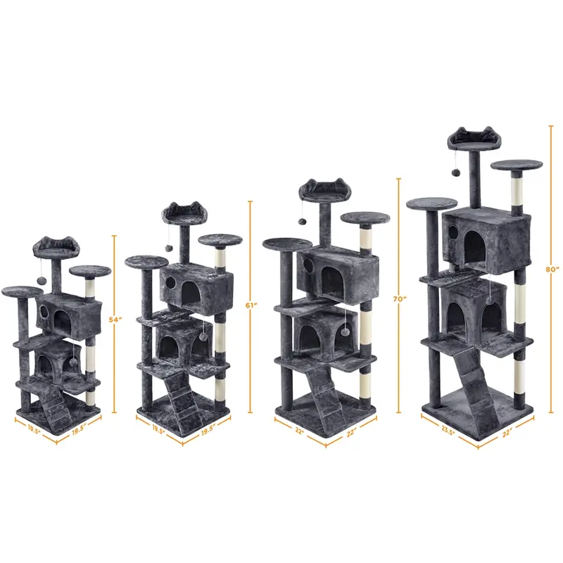 Yaheetech Multi-Level Cat Tree Tower | Sisal Scratching Posts & Cozy Condos (54–61")