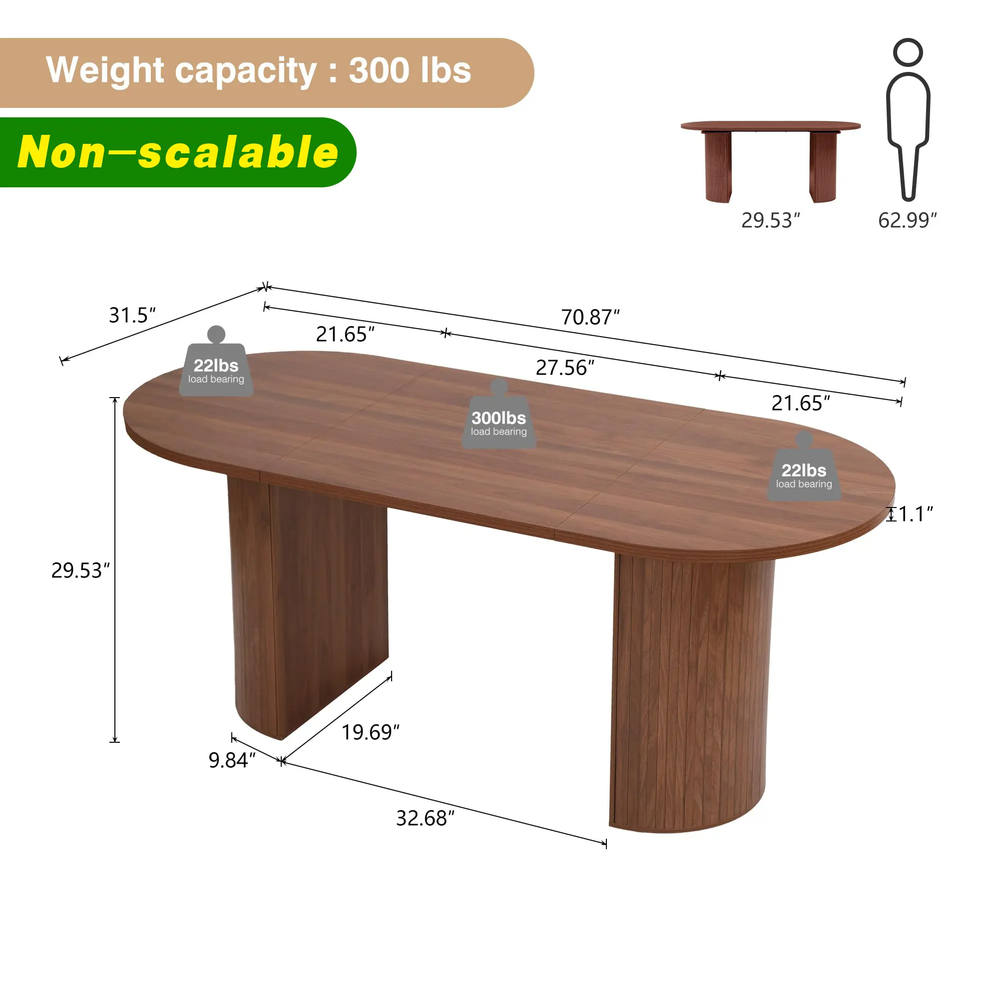 Giratree 70.8" Oval Dining Table for 6–8 | Modern Farmhouse Table with Wood Slat Base