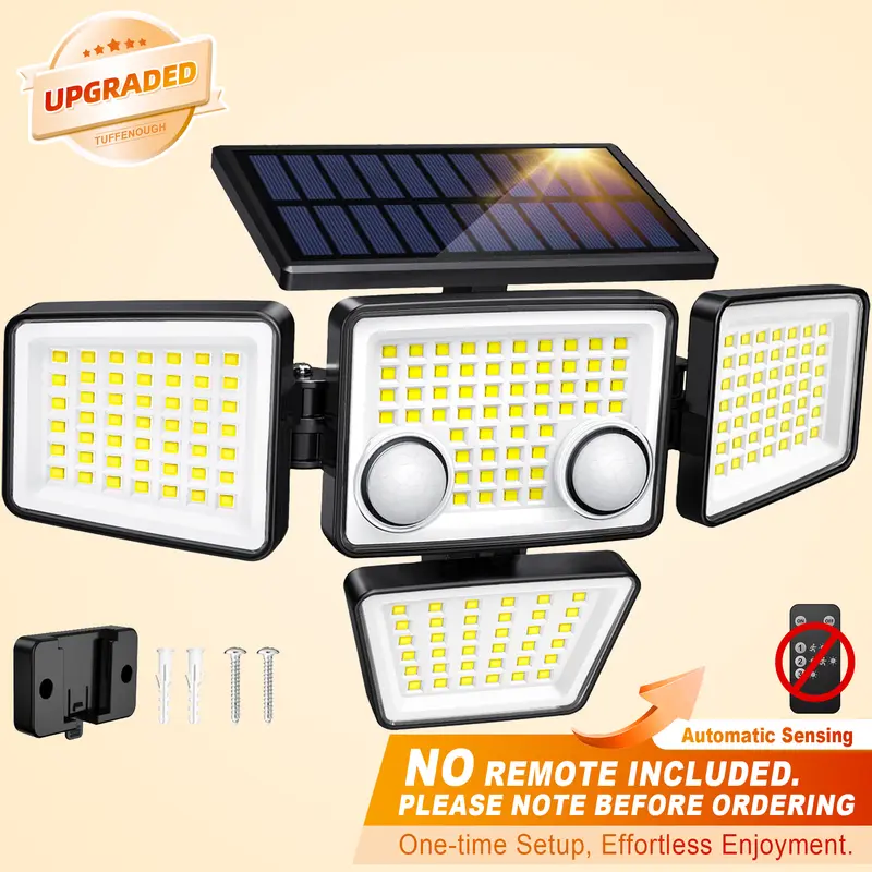 LYWALT 4-Head Solar Motion Sensor Light | 3000LM IP65 Waterproof Outdoor Security Light