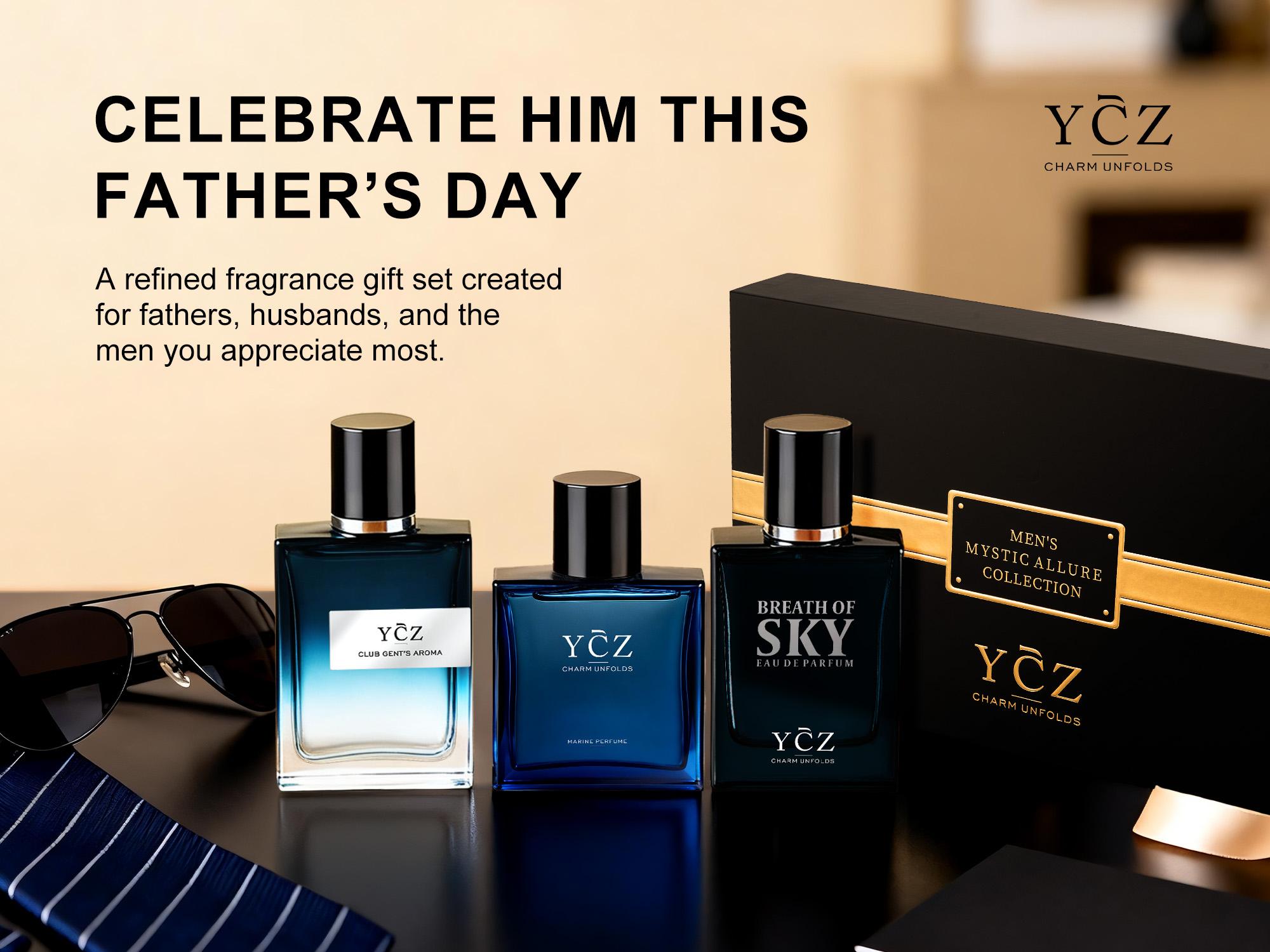 YCZ Men's Mystic Allure Collection Fragrance Set |YCZ Club Marine & Breath of Sky Eau De Cologne Gift Box with Long Lasting Light Scent for Any Occasion Perfume Gift Sets Perfume Sample Set#Summervibes|Father's Day Gifts,vacationoutfits,beachoutfits
