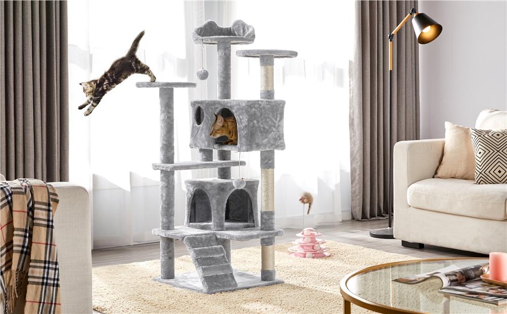 【All Size】Yaheetech 54″ Cat Tree Tower Condo Furniture Scratch Post for Kittens Pet House Play Cat Tower w/ 2 Condos & 2 Dangling Balls & 3 Scratching Posts Multilevel Indoor Cat Tree Tower for Kittens & Small/Medium Cats 【All Size】Yaheetech 54″ Cat Tree Tower Condo Furniture Scratch Post for Kittens Pet House Play Cat Tower w/ 2 Condos & 2 Dangling Balls & 3 Scratching Posts Multilevel Indoor Cat Tree Tower for Kittens & Small/Medium Cats